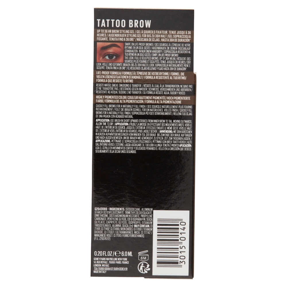 Maybelline Tattoo Brow Styling Gel Sopracciglia 262 Black Brown 6 ml